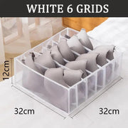 Essentialshouses White6grid32X32X12cm 🧺Underwear & Bra Organizer Storage Box – Streamline Your Wardrobe with Elegance