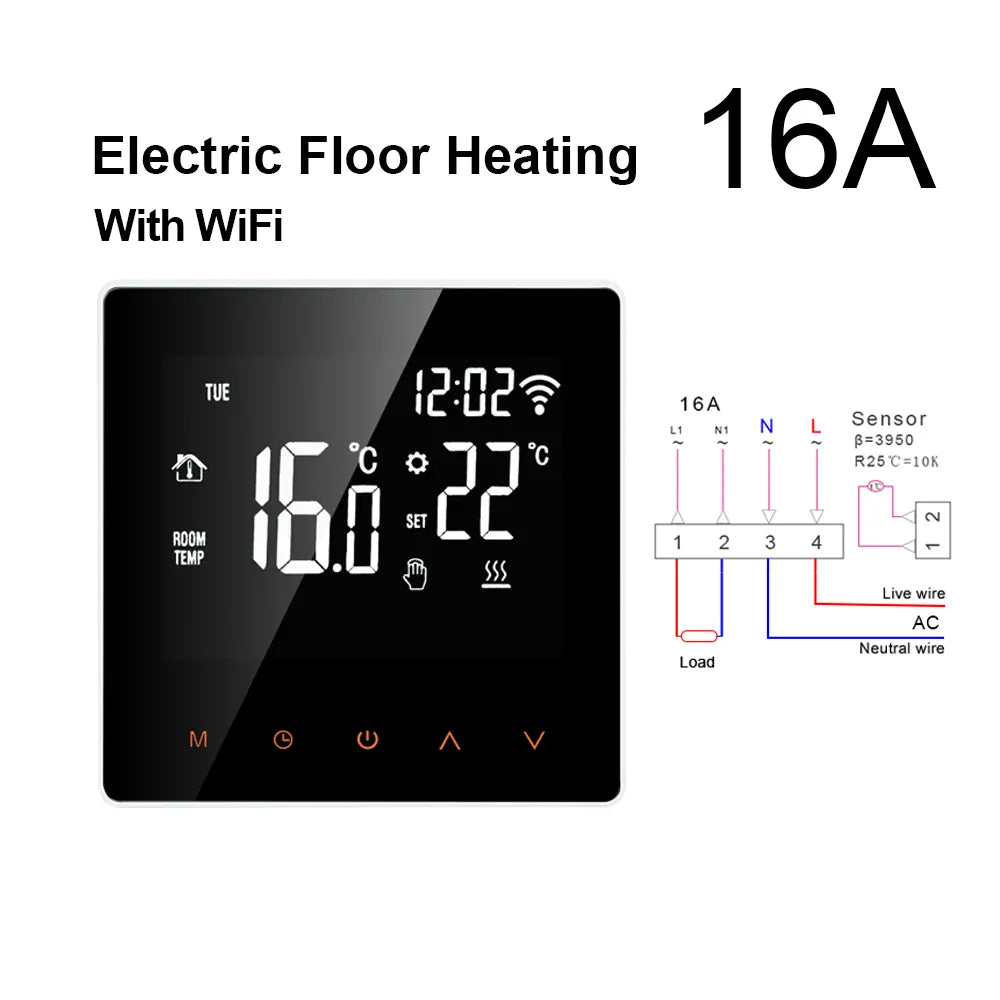 Essentialshouses WiFi ElectricHeating AVATTO WiFi Smart Thermostat,16A Electric Floor Heating 3A Water/Gas Boiler Temperature Remote Controller For Tuya Google Home
