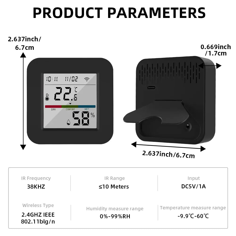 Essentialshouses WIFI Remote Control with Tuya APP Intelligent WIFI Universal Remote Control Support APP Controlling TV /Air Conditioner/Fan