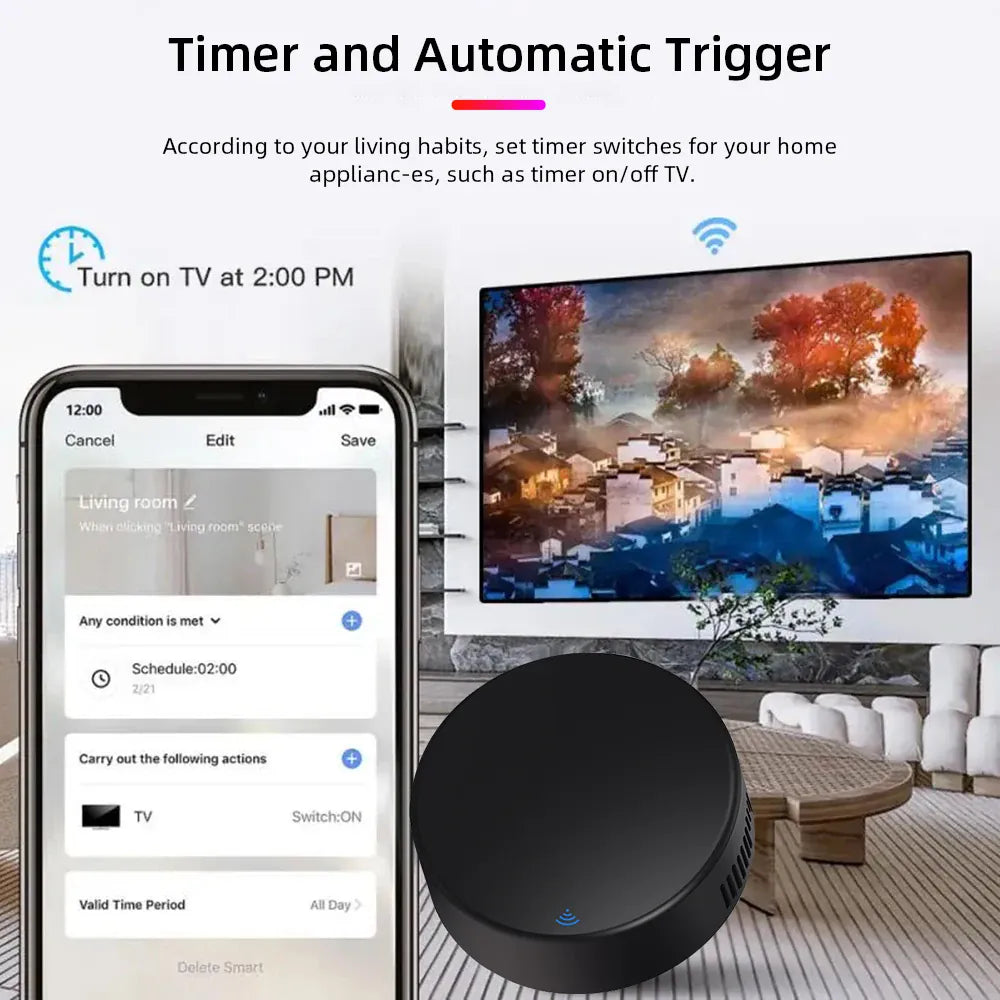 Essentialshouses WIFI Remote Control with Tuya APP Intelligent WIFI Universal Remote Control Support APP Controlling TV /Air Conditioner/Fan