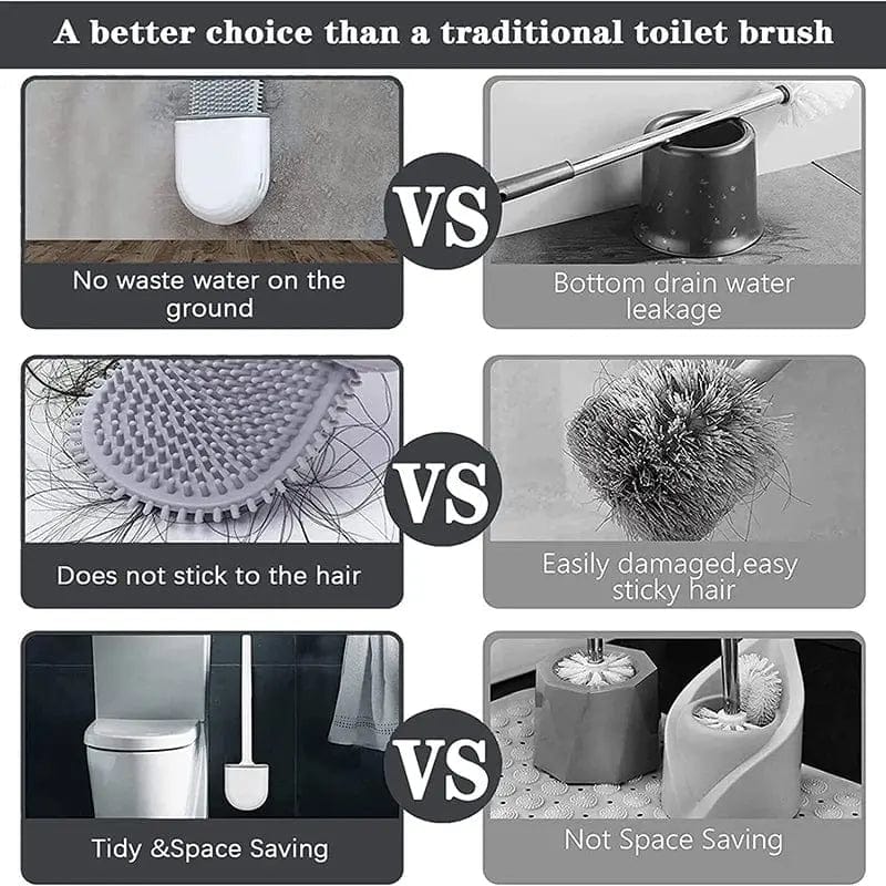 Essentialshouses 🚽 WIKHOSTAR Wall-Mounted Silicone Toilet Brush Set – Hygienic, Space-Saving, and Efficient Cleaning
