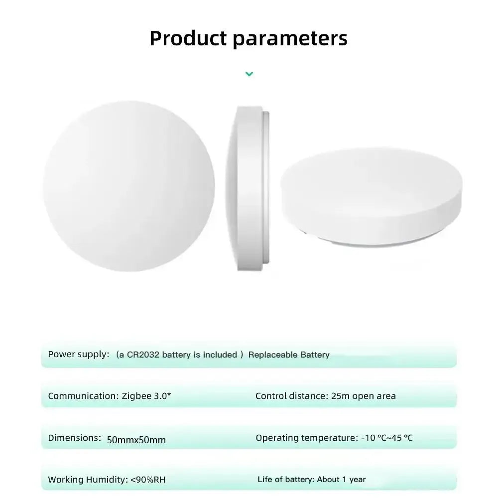 Essentialshouses Works with Tuya Zigbee Smart Wireless Scene Button Switch Remoter Multi-scene Linkage Support Alexa Goolge Home Voice Assitant
