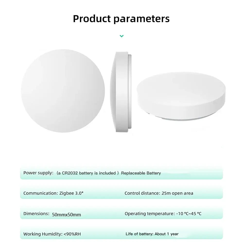 Essentialshouses Works with Tuya Zigbee Smart Wireless Scene Button Switch Remoter Multi-scene Linkage Support Alexa Goolge Home Voice Assitant