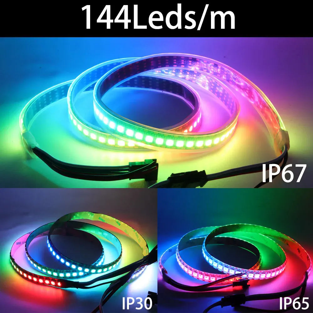 Essentialshouses WS2812B WS2815 WS2813 Individually Addressable RGBIC LED Strip WS2811 WS2812 30/60/144Pixels/Leds/m Smart Tape Light DC5V/12V