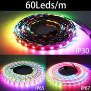 Essentialshouses WS2812B WS2815 WS2813 Individually Addressable RGBIC LED Strip WS2811 WS2812 30/60/144Pixels/Leds/m Smart Tape Light DC5V/12V