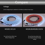 Essentialshouses WS2812B WS2815 WS2813 Individually Addressable RGBIC LED Strip WS2811 WS2812 30/60/144Pixels/Leds/m Smart Tape Light DC5V/12V