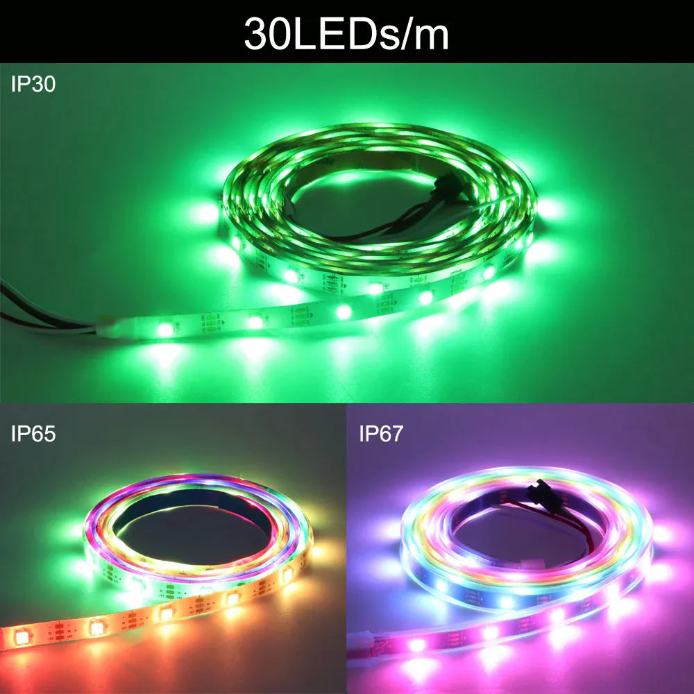 Essentialshouses WS2812B WS2815 WS2813 Individually Addressable RGBIC LED Strip WS2811 WS2812 30/60/144Pixels/Leds/m Smart Tape Light DC5V/12V