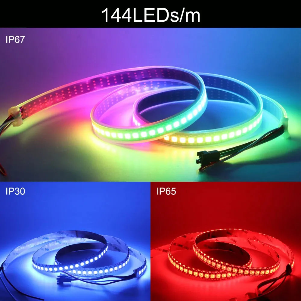 Essentialshouses WS2812B WS2815 WS2813 Individually Addressable RGBIC LED Strip WS2811 WS2812 30/60/144Pixels/Leds/m Smart Tape Light DC5V/12V