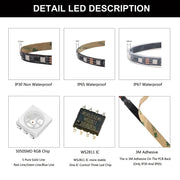 Essentialshouses WS2812B WS2815 WS2813 Individually Addressable RGBIC LED Strip WS2811 WS2812 30/60/144Pixels/Leds/m Smart Tape Light DC5V/12V