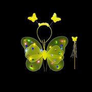 Essentialshouses yellow-3pcs Girls Luminous Angel Wings Skirt Light Suit