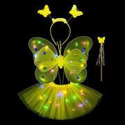 Essentialshouses yellow-4pcs Girls Luminous Angel Wings Skirt Light Suit