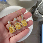 Essentialshouses yellow gold Emerald 18k Gold Plated Jewelry Sets