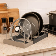 Essentials House 1/2pc 6grid Telescopic Pot Racks Expandable Pots Pans Storage Racks Lids Dish Drying Rack Kitchen Cabinet