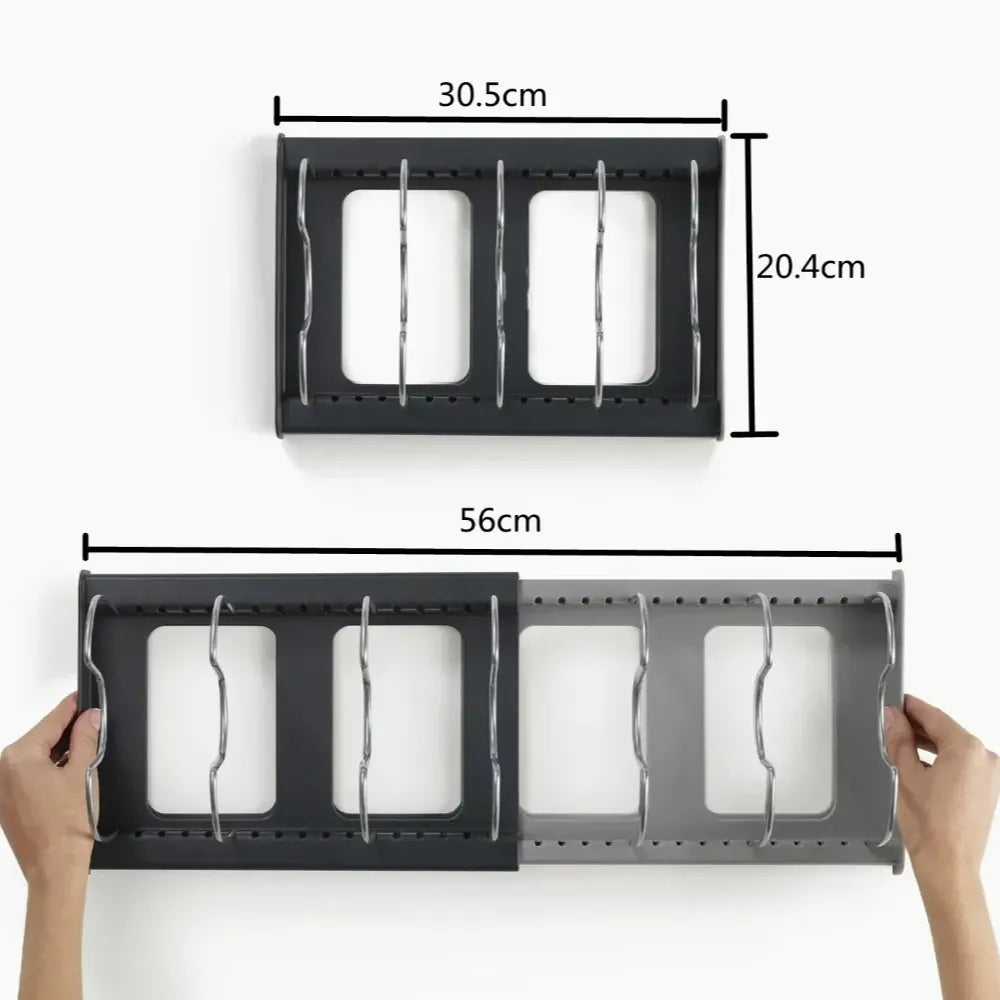 Essentials House 1/2pc 6grid Telescopic Pot Racks Expandable Pots Pans Storage Racks Lids Dish Drying Rack Kitchen Cabinet