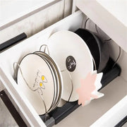 Essentials House 1/2pc 6grid Telescopic Pot Racks Expandable Pots Pans Storage Racks Lids Dish Drying Rack Kitchen Cabinet