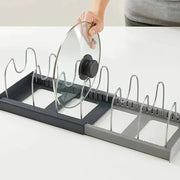 Essentials House 1pc 1/2pc 6grid Telescopic Pot Racks Expandable Pots Pans Storage Racks Lids Dish Drying Rack Kitchen
