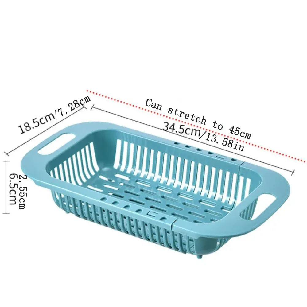 Essentials House blue Over The Sink Colander Strainer Basket - Wash Vegetables and Fruits, Drain- Extendable Kitchen