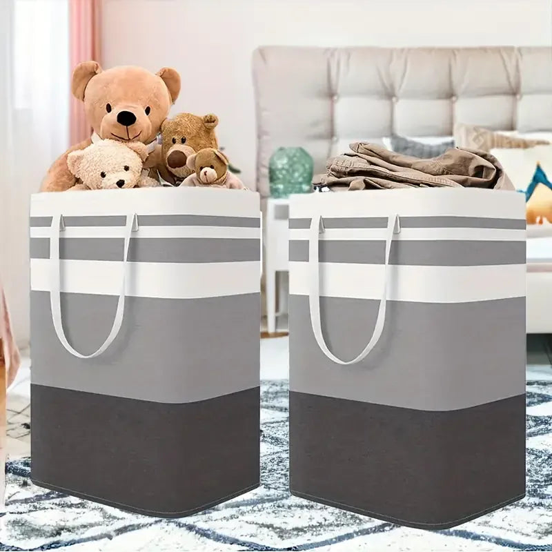 Alternate view of extra-large foldable laundry hamper with side handles