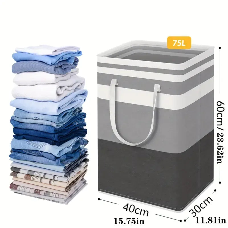 Alternate view of extra-large foldable laundry hamper with side handles
