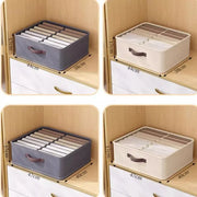 Gray and beige drawer organizers in four compartment layouts