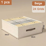 beige 24-compartment foldable drawer organizer