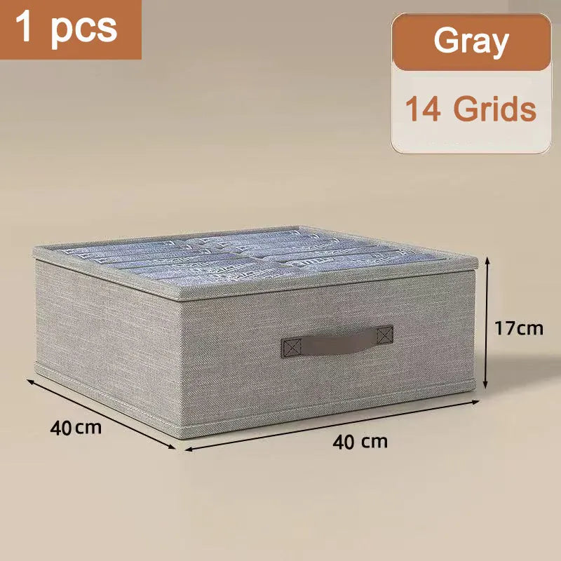 gray 14-compartment foldable drawer organizer