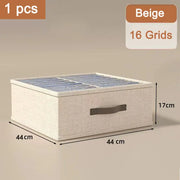 beige 16-compartment foldable drawer organizer