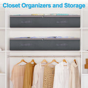 Under-bed storage bags organized on closet shelves