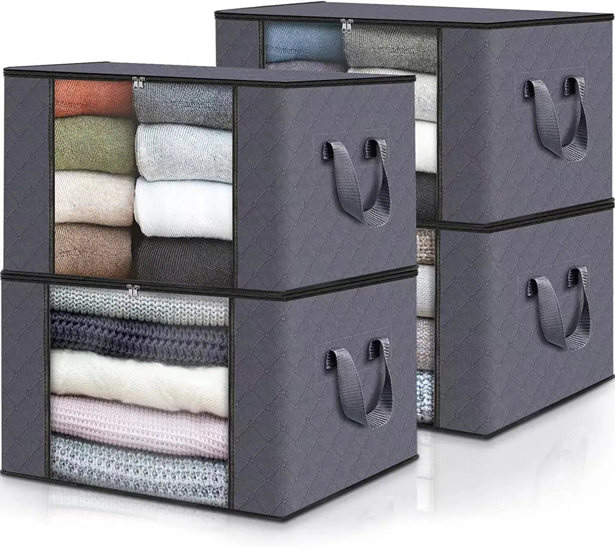 Foldable under-bed storage bag with clear viewing window
