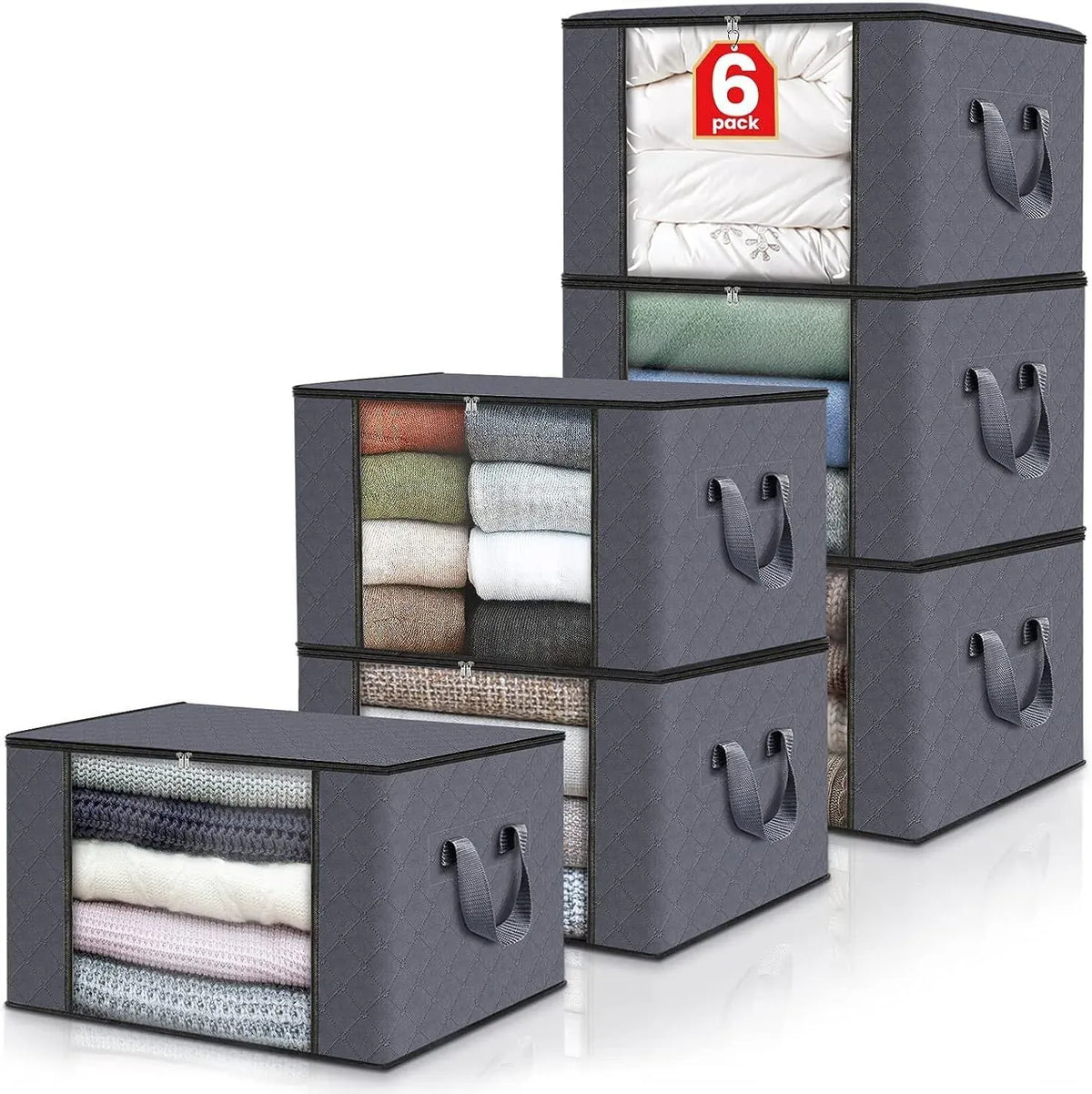 Foldable under-bed storage bag with clear viewing window