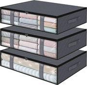 Foldable under-bed storage bag with clear viewing window