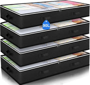 Foldable under-bed storage bag with clear viewing window