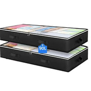 2-pack large black under-bed storage bags with clear windows