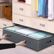 large gray under-bed storage bag with clear window
