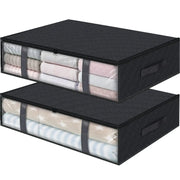 2-pack medium black under-bed storage bags with clear windows