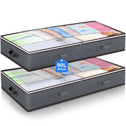 2-pack large gray under-bed storage bags with clear windows
