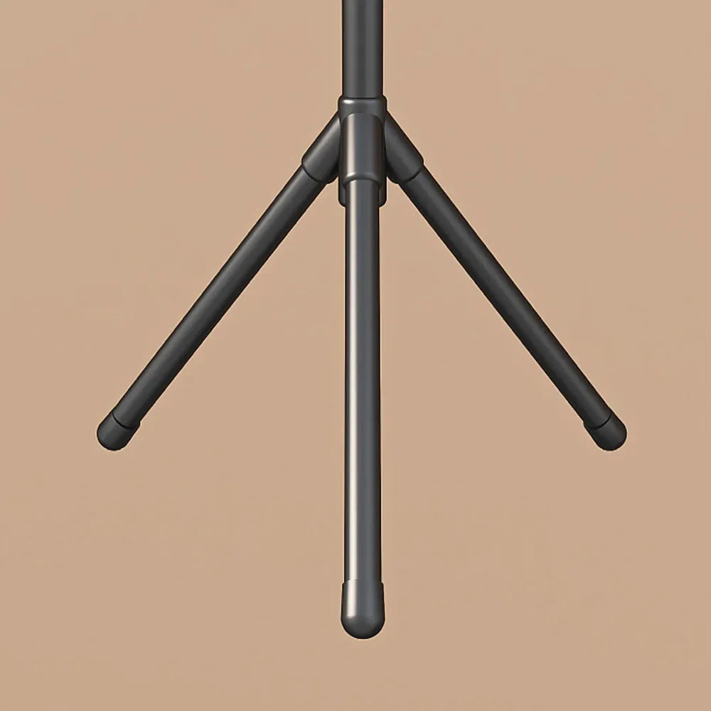 Stable tripod base of the black freestanding coat rack
