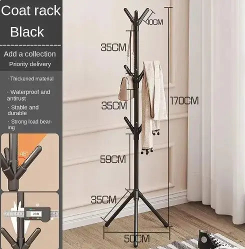 Alternate view of freestanding coat rack with multiple hooks