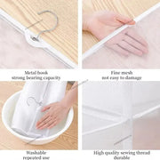Metal hook, mesh fabric, washable material, and reinforced stitching details