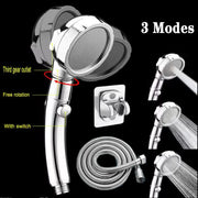 Essentials House High Pressure Shower Head Set With Hose and Holder Gold 3 Modes Large Flow Rainfall Handheld Shower Faucet