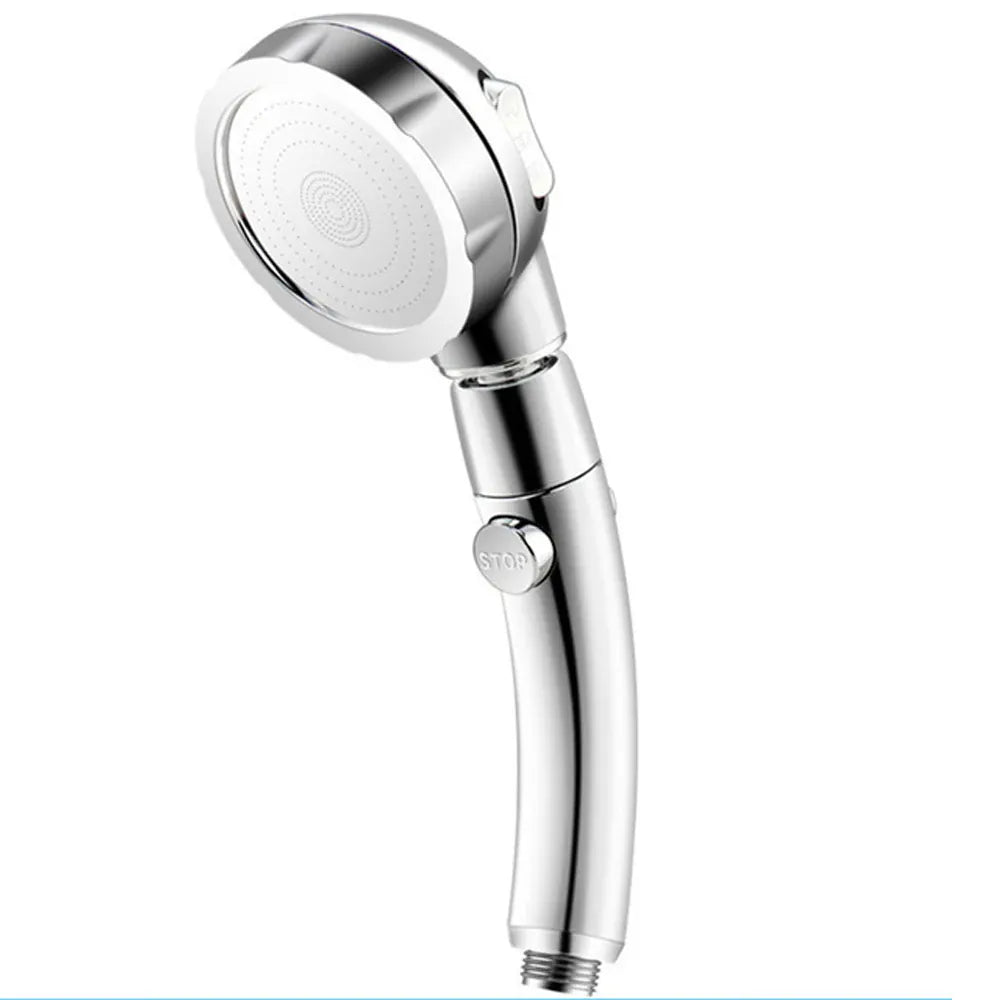 Essentials House Silver High Pressure Shower Head Set With Hose and Holder Gold 3 Modes Large Flow Rainfall Handheld Shower