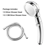 Essentials House Silver and hose High Pressure Shower Head Set With Hose and Holder Gold 3 Modes Large Flow Rainfall Handheld