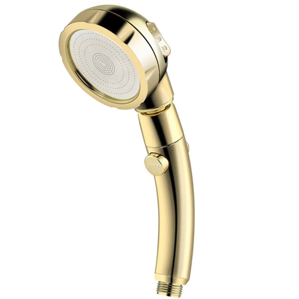 Essentials House Gold High Pressure Shower Head Set With Hose and Holder Gold 3 Modes Large Flow Rainfall Handheld Shower