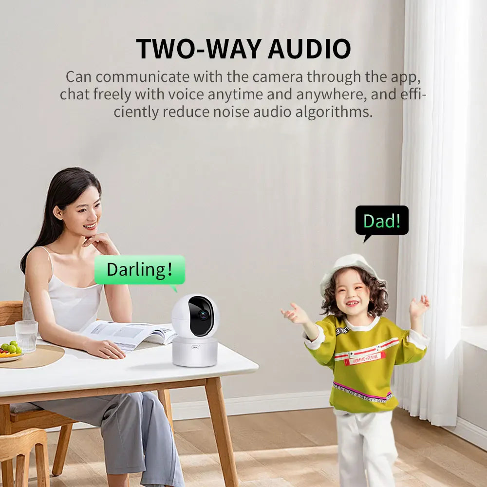 Indoor WiFi PTZ security camera in white