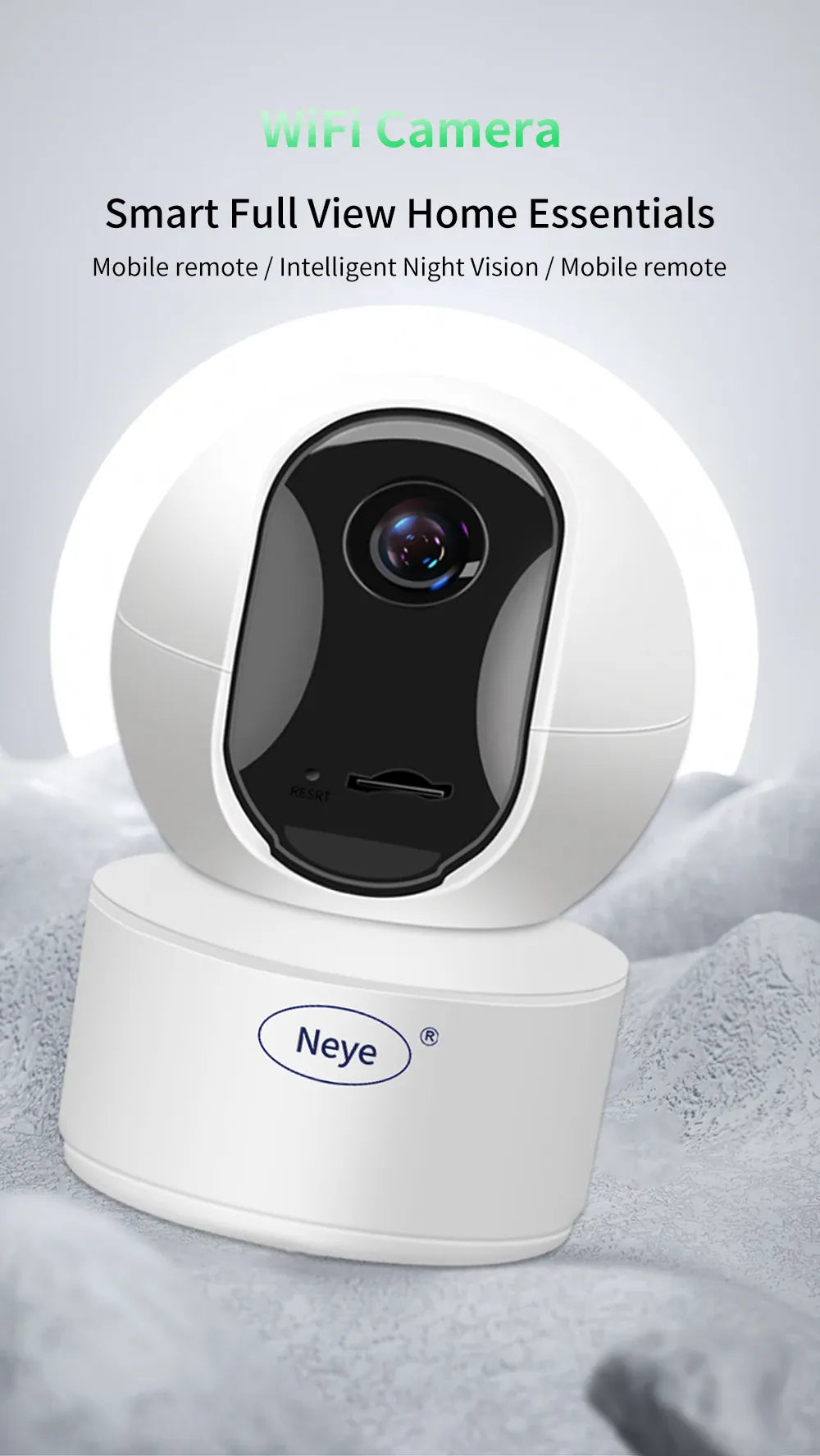 Indoor WiFi PTZ security camera in white