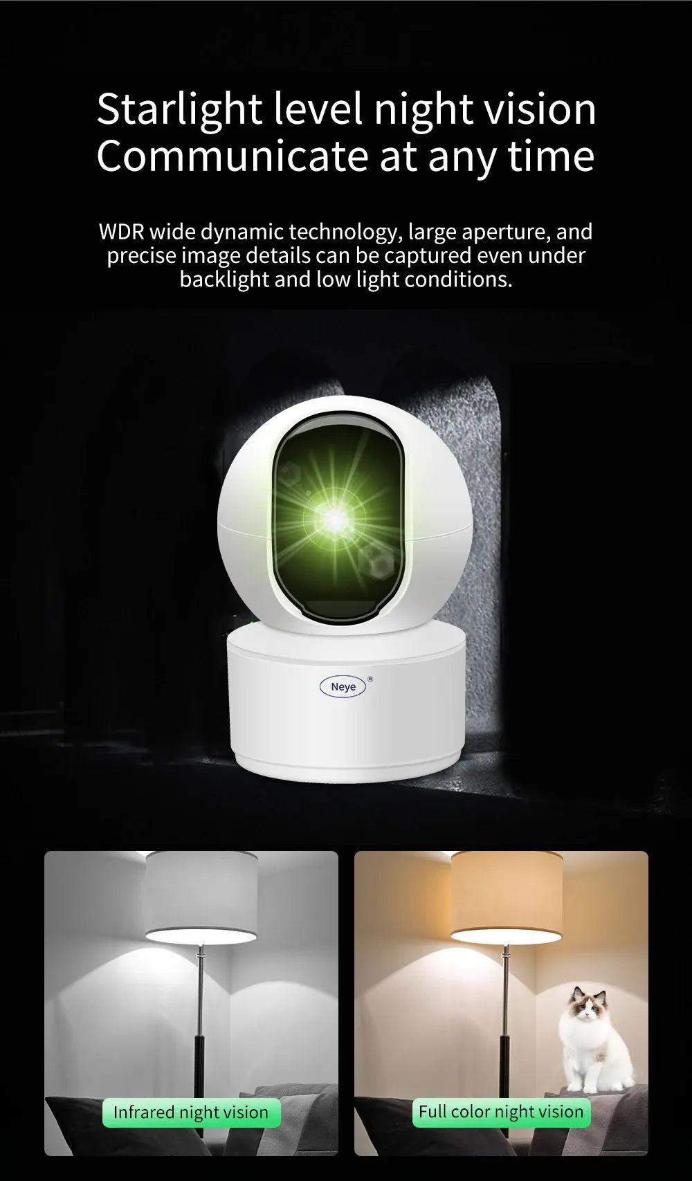 Indoor WiFi PTZ security camera in white