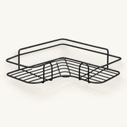 Black wire corner shelf with curved front
