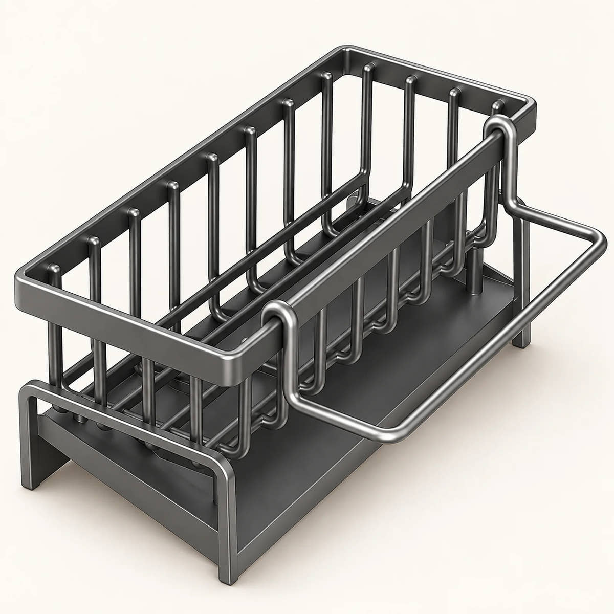 Auto-Draining Kitchen Sink Caddy on a warm off-white background with a soft natural shadow.