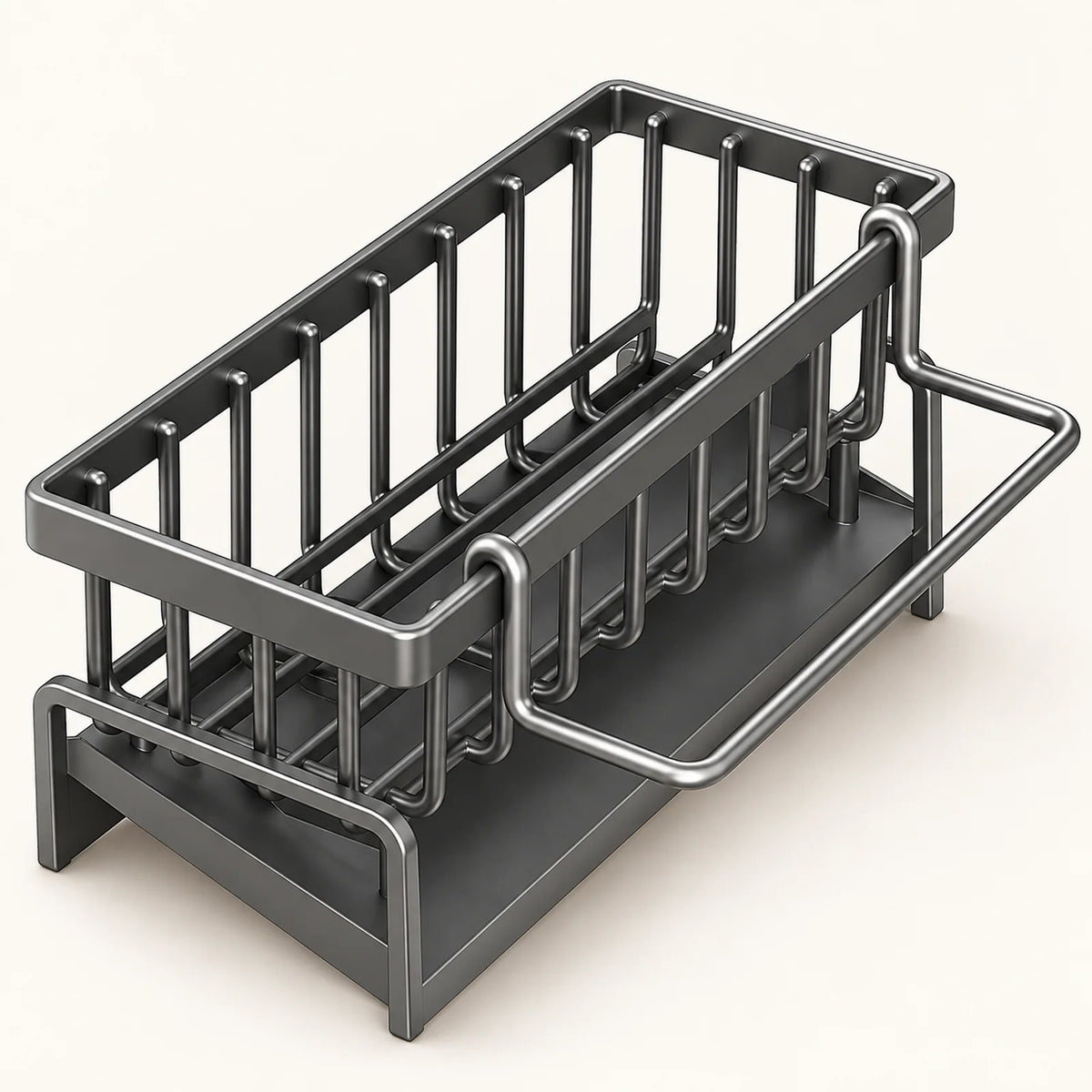 Auto-Draining Kitchen Sink Caddy on a warm off-white background with a soft natural shadow.