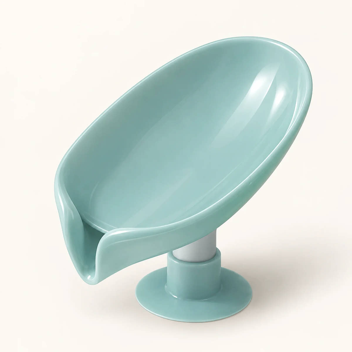 Green leaf-shaped self-draining soap dish